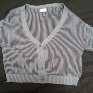 Frank And Oak Oversized Blue Ribbed Sweater/cardigan